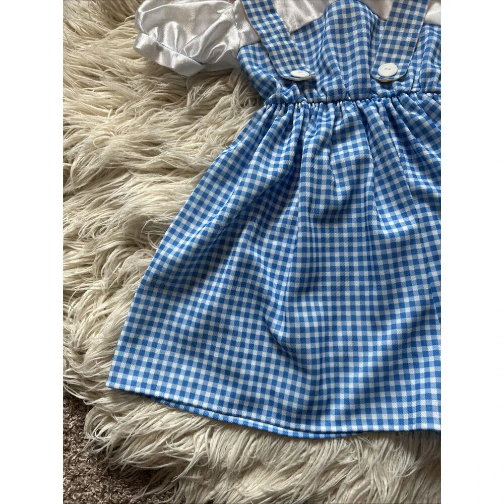 Girls  Dorothy Wizard of Oz pinafore gingham blue dress Halloween costume S